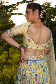 WOMEN'S PASTEL YELLOW - MULTI COLOR COTTON MOSS JOVIE BLOUSE