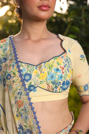 WOMEN'S PASTEL YELLOW - MULTI COLOR COTTON MOSS JOVIE BLOUSE