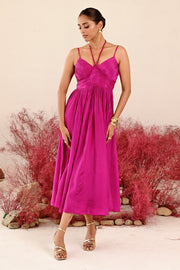 WOMEN'S MAGENTA CREPE & ORGANZA ZEENAT ANARKALI SET