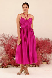 WOMEN'S MAGENTA CREPE & ORGANZA ZEENAT ANARKALI SET