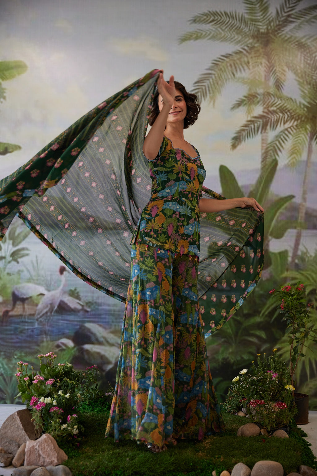 WOMEN'S GREEN GEORGETTE GAURI DUPATTA