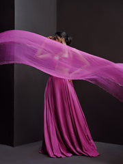 WOMEN'S MAGENTA CREPE & ORGANZA MALLIKA LEHENGA SET