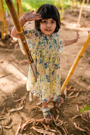 KID'S PASTEL YELLOW - MULTI COLOR CHIFFON LIANA DRESS