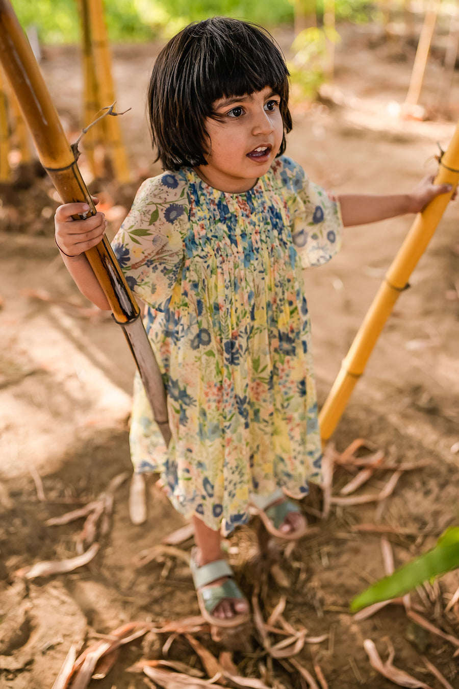 KID'S PASTEL YELLOW - MULTI COLOR CHIFFON LIANA DRESS