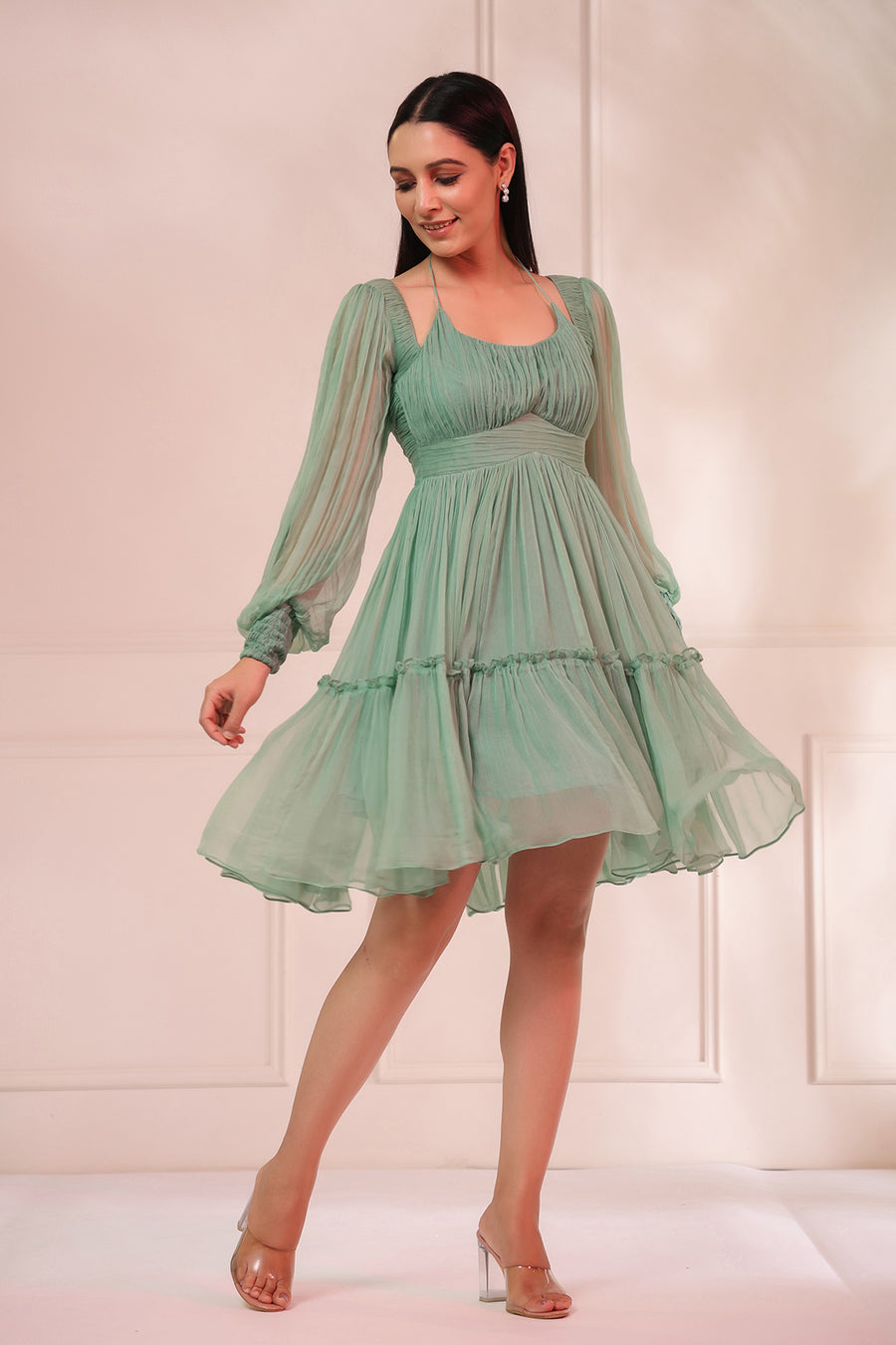 Aria Pine Green Dress-RTS•