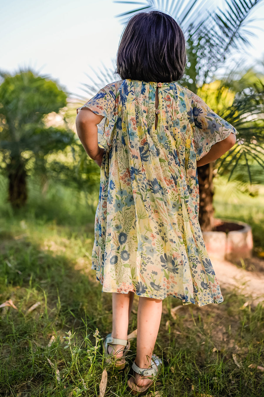 KID'S PASTEL YELLOW - MULTI COLOR CHIFFON LIANA DRESS