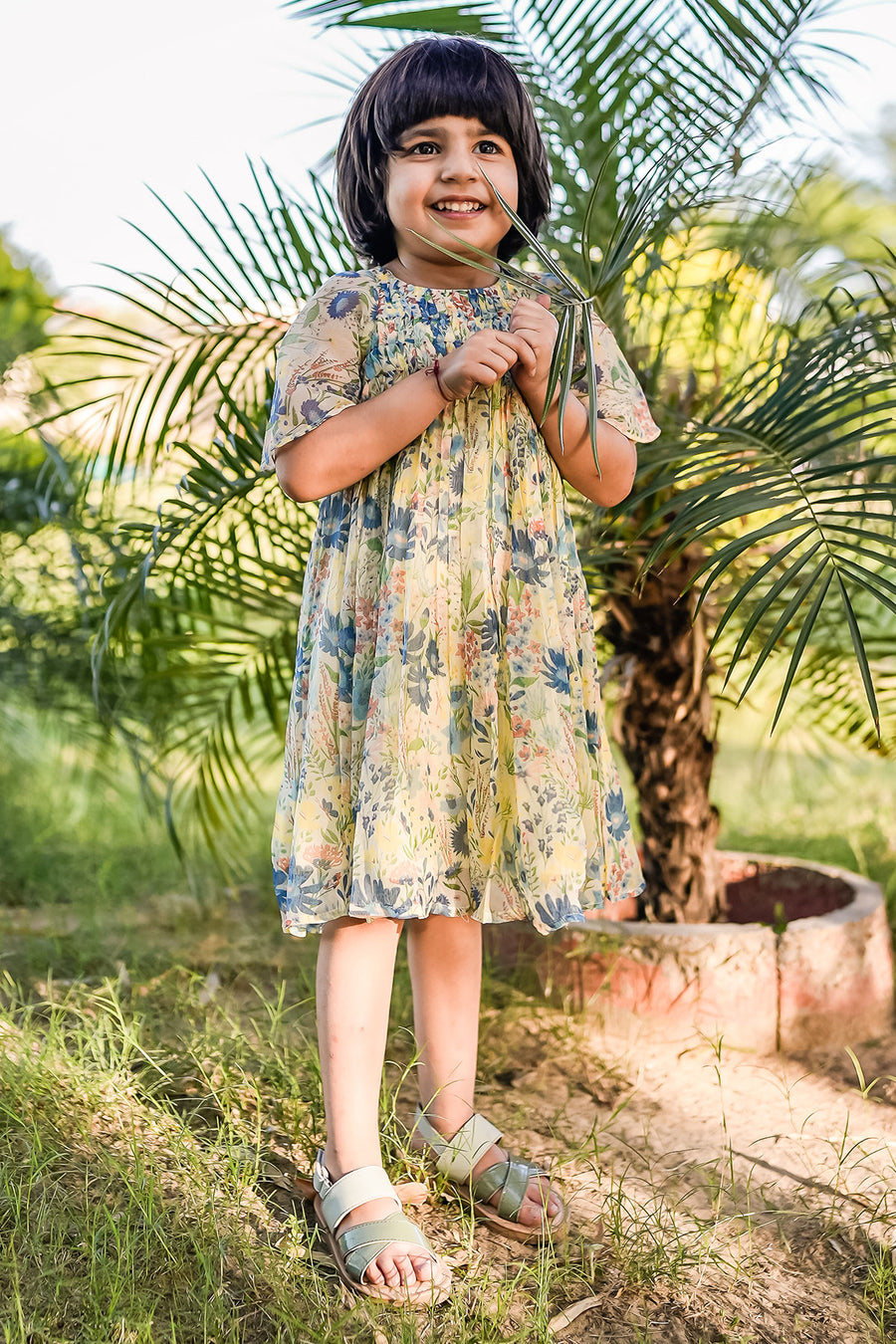 KID'S PASTEL YELLOW - MULTI COLOR CHIFFON LIANA DRESS