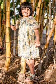 KID'S PASTEL YELLOW - MULTI COLOR CHIFFON LIANA DRESS