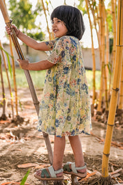 KID'S PASTEL YELLOW - MULTI COLOR CHIFFON LIANA DRESS