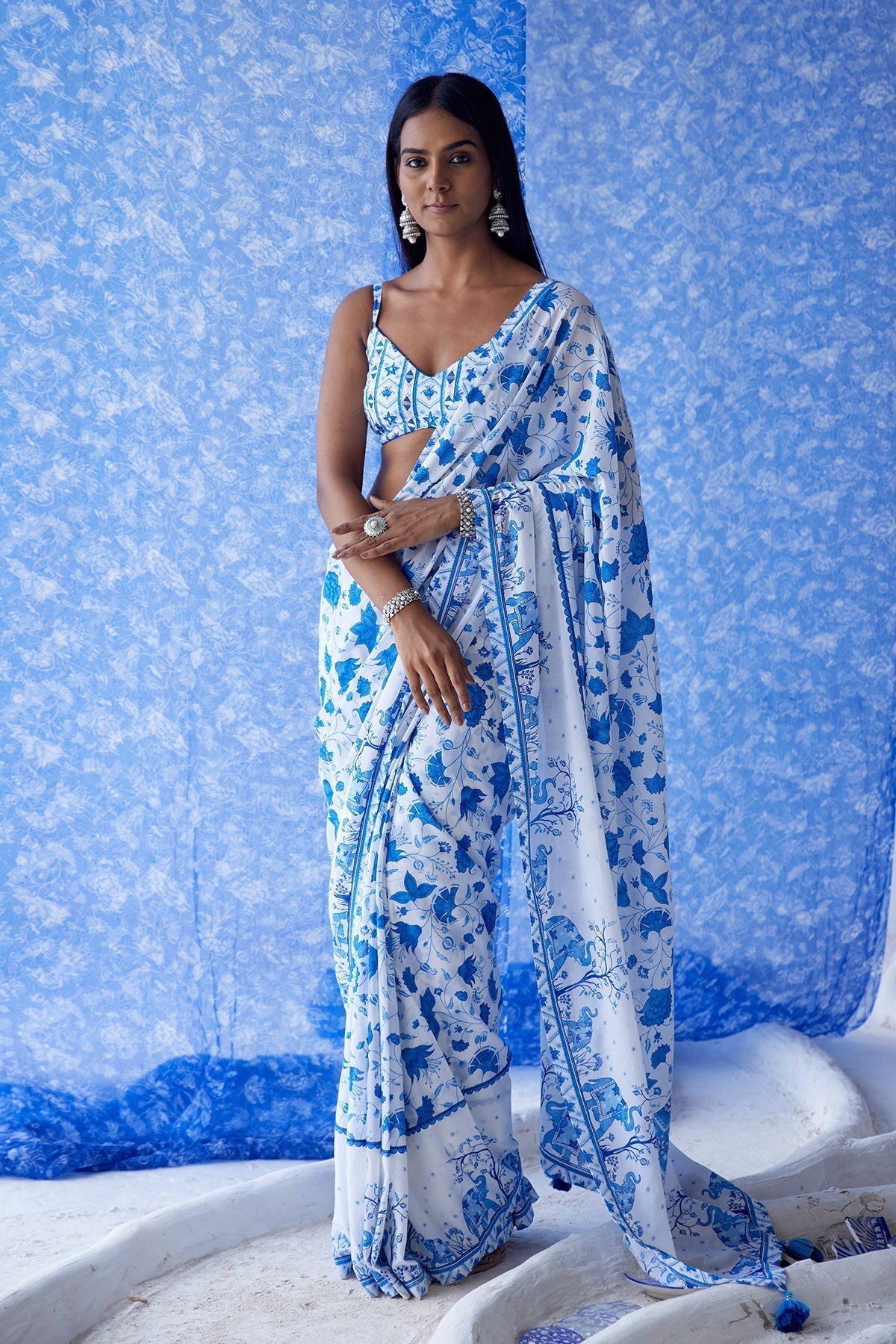 Khand Cotton Modal Saree - Baise Gaba