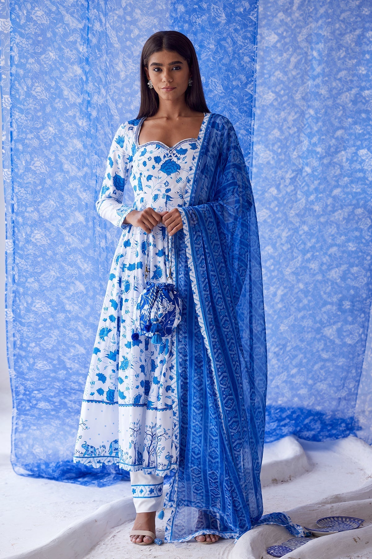 Nirad anarkali set of 3 - Baise Gaba