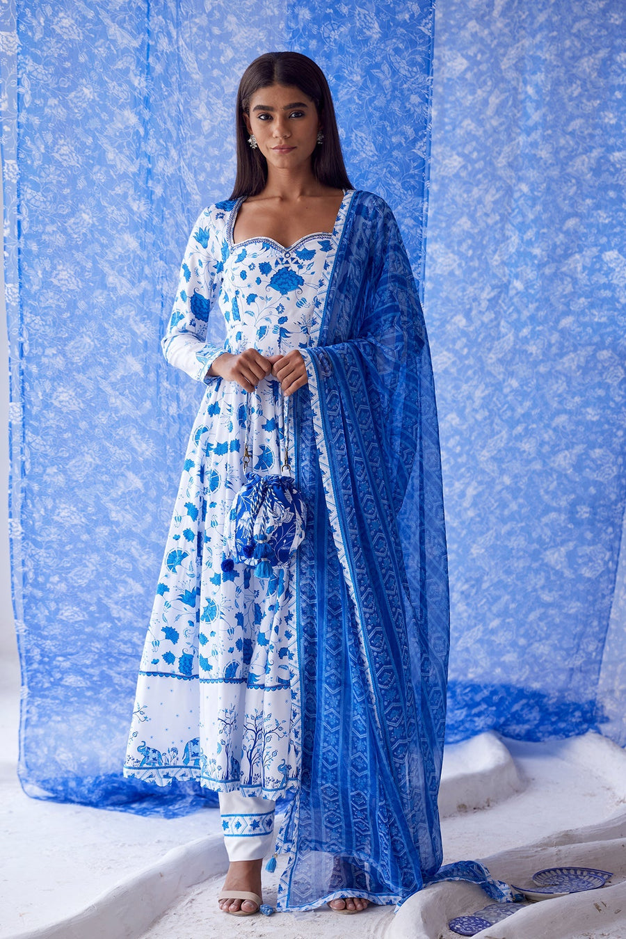 Nirad anarkali set of 3 - Baise Gaba