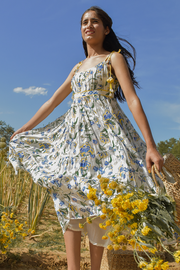 White Printed Periwinkle Dress