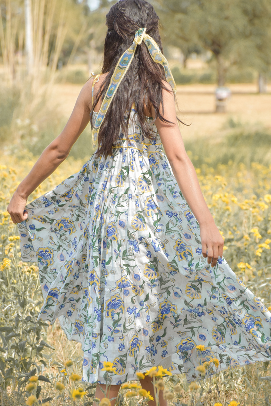 White Printed Periwinkle Dress