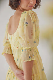 YELLOW CHIFFON ANARKALI DRESS
