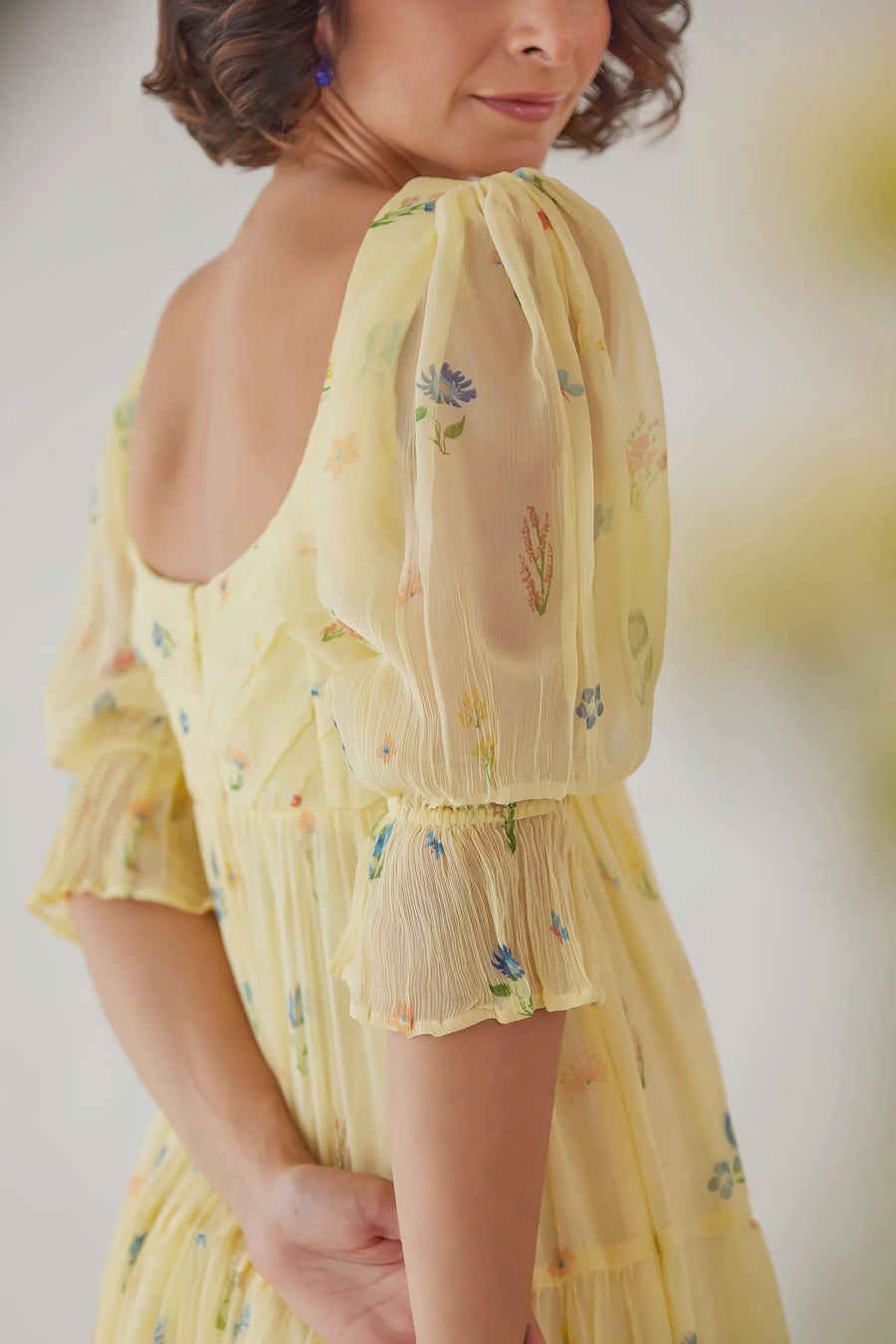 YELLOW CHIFFON ANARKALI DRESS