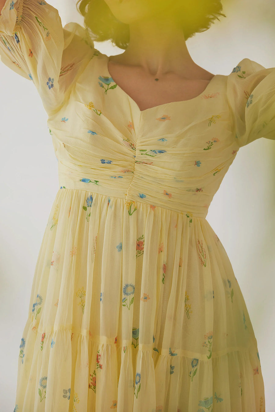 YELLOW CHIFFON ANARKALI DRESS