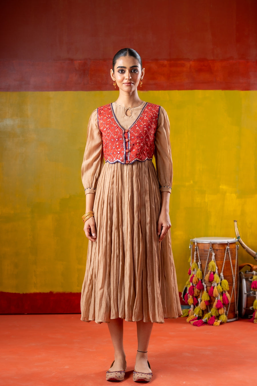SHAGUN DRESS WITH KESAR KOTI SET OF 2