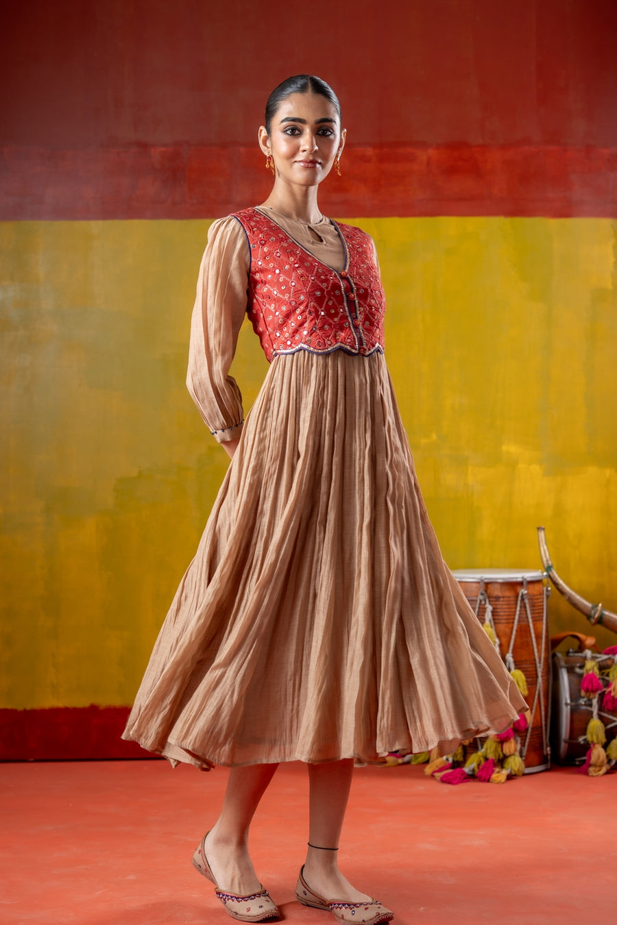 SHAGUN DRESS WITH KESAR KOTI SET OF 2