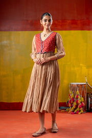 SHAGUN DRESS WITH KESAR KOTI SET OF 2