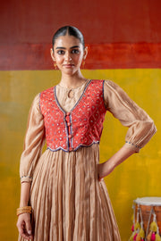 SHAGUN DRESS WITH KESAR KOTI SET OF 2