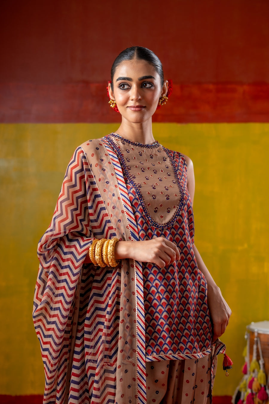 JHANJHAR KURTA WITH FARSHI SALWAR SET OF 3