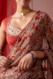 ROSHNI SAREE WITH UNSTITCHED BLOUSE PIECES