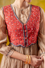 SHAGUN DRESS WITH KESAR KOTI SET OF 2