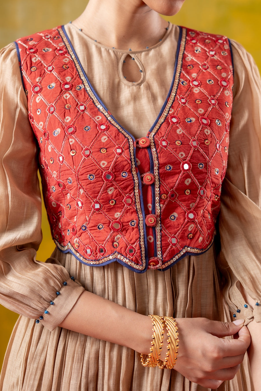 SHAGUN DRESS WITH KESAR KOTI SET OF 2