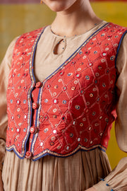 SHAGUN DRESS WITH KESAR KOTI SET OF 2