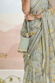 "WOMEN'S GREEN CHIFFON,  COTTON DOBBY JASMERA POTLI"