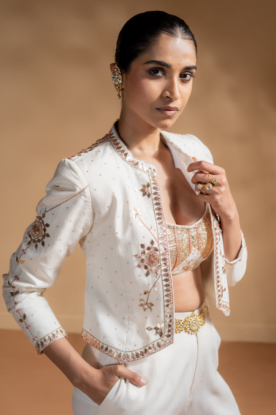 KESHINI BRALETTE & SHEET PANTS & CHANDRA JACKET