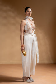 KESHINI BRALETTE & DRAPPED TOP & PANTS  SET OF 3