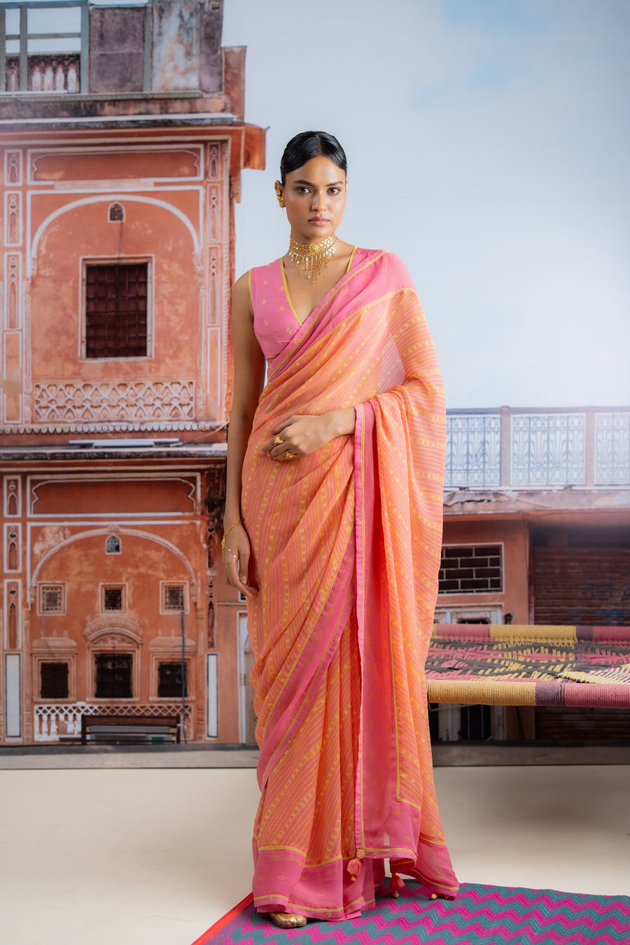 TEEJRI SAREE WITH UN-STITCHED BLOUSE PIECE