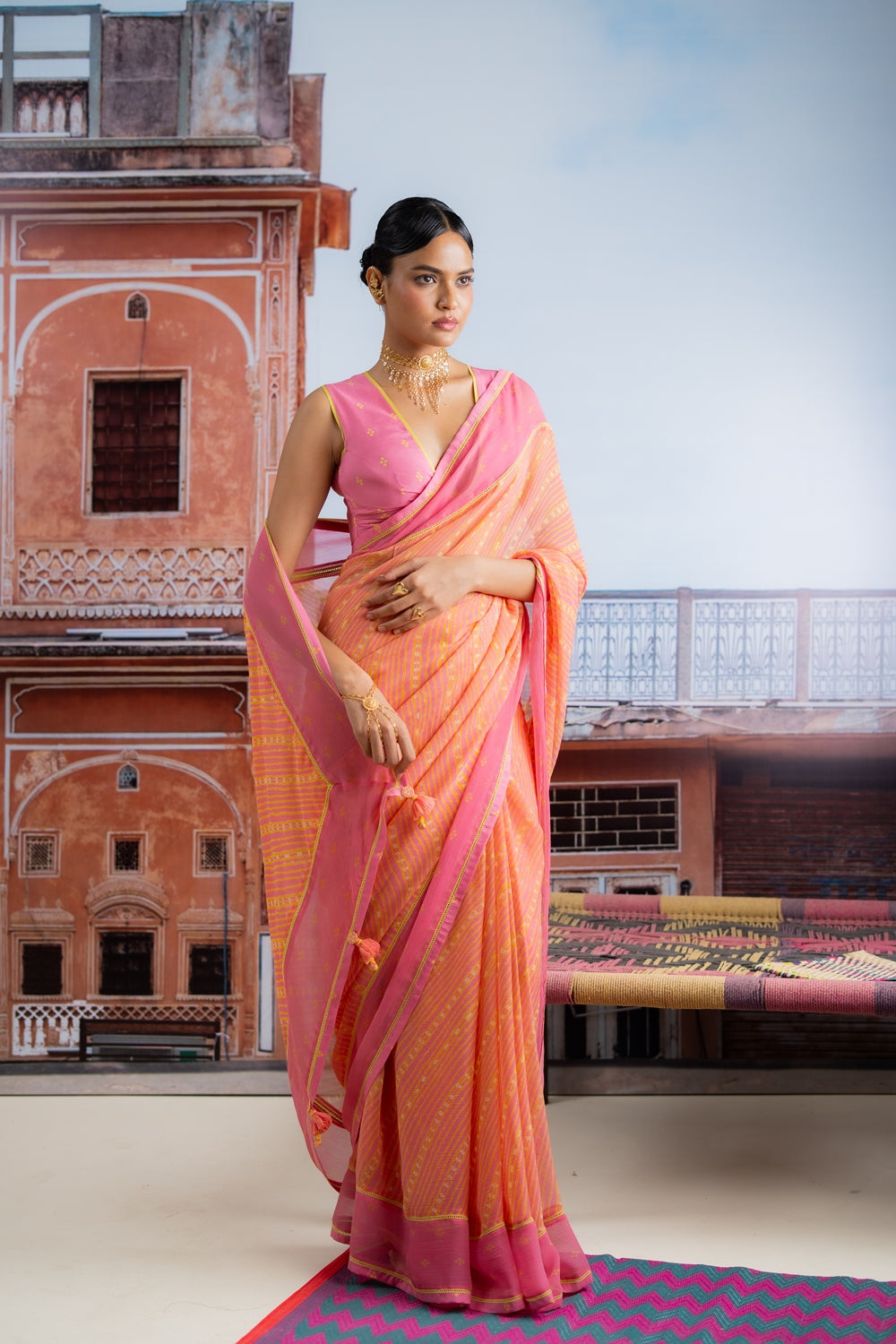 TEEJRI SAREE WITH UN-STITCHED BLOUSE PIECE