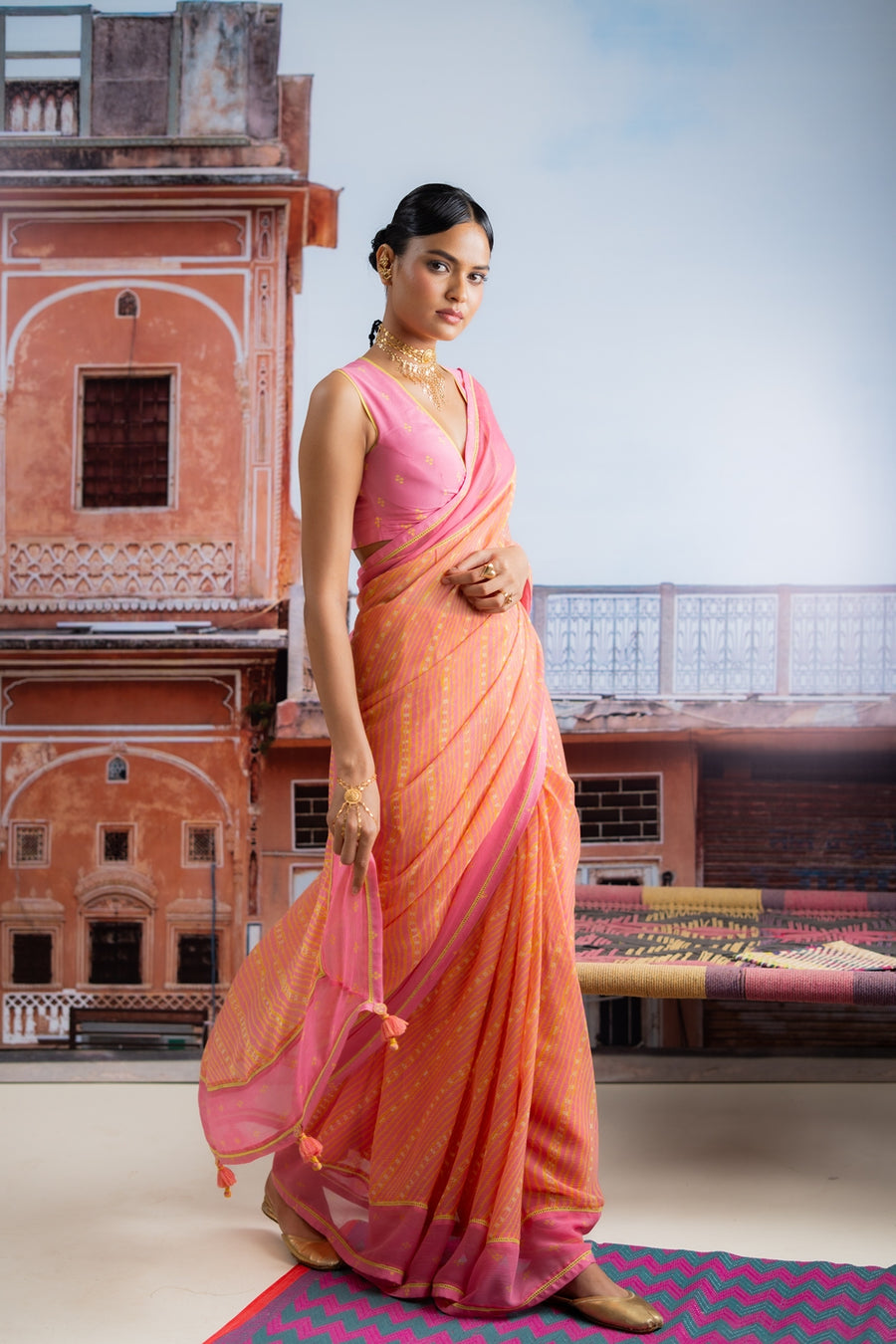 TEEJRI SAREE WITH UN-STITCHED BLOUSE PIECE