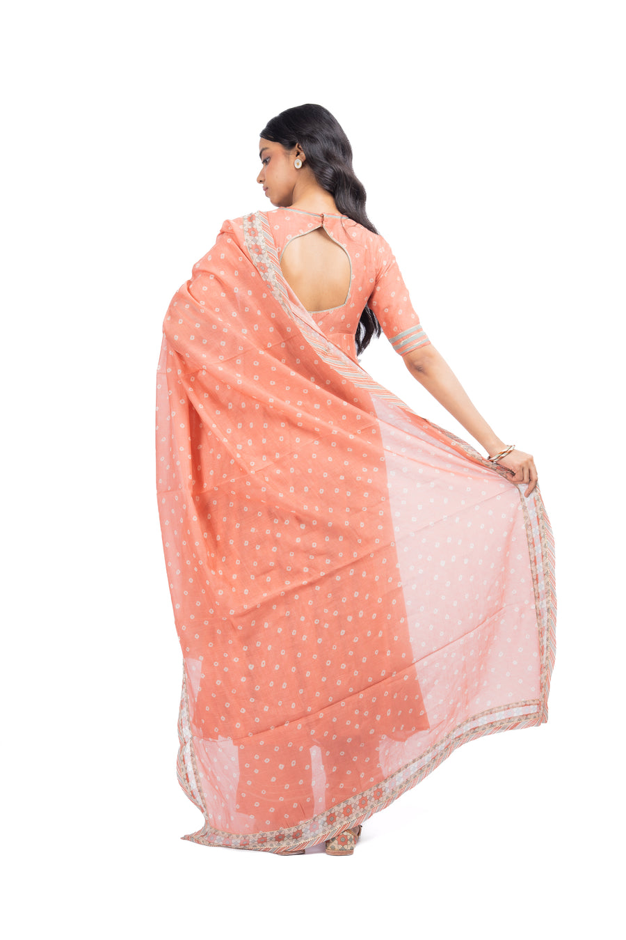 ORANGE CHANDERI SURAJMUKHI ANARKALI SET