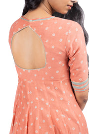 ORANGE CHANDERI SURAJMUKHI ANARKALI SET