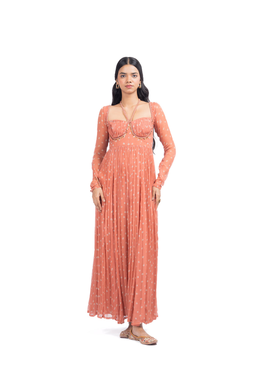 ORANGE CHIFFON GAURANGI DRESS