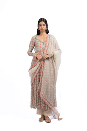 MULTICOLOR CHIFFON SEESH MAHAL ANARKALI SET