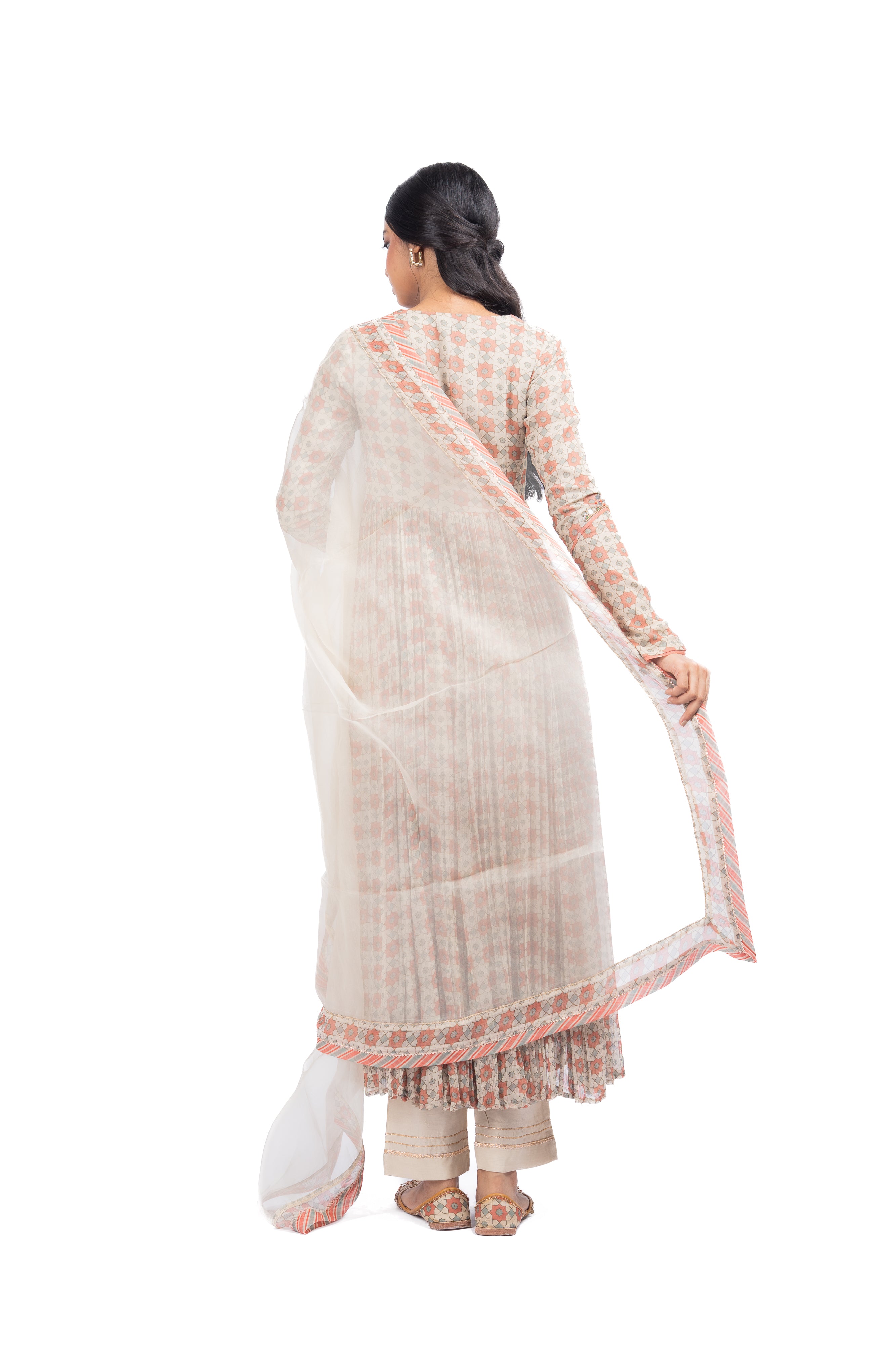 MULTICOLOR CHIFFON SEESH MAHAL ANARKALI SET