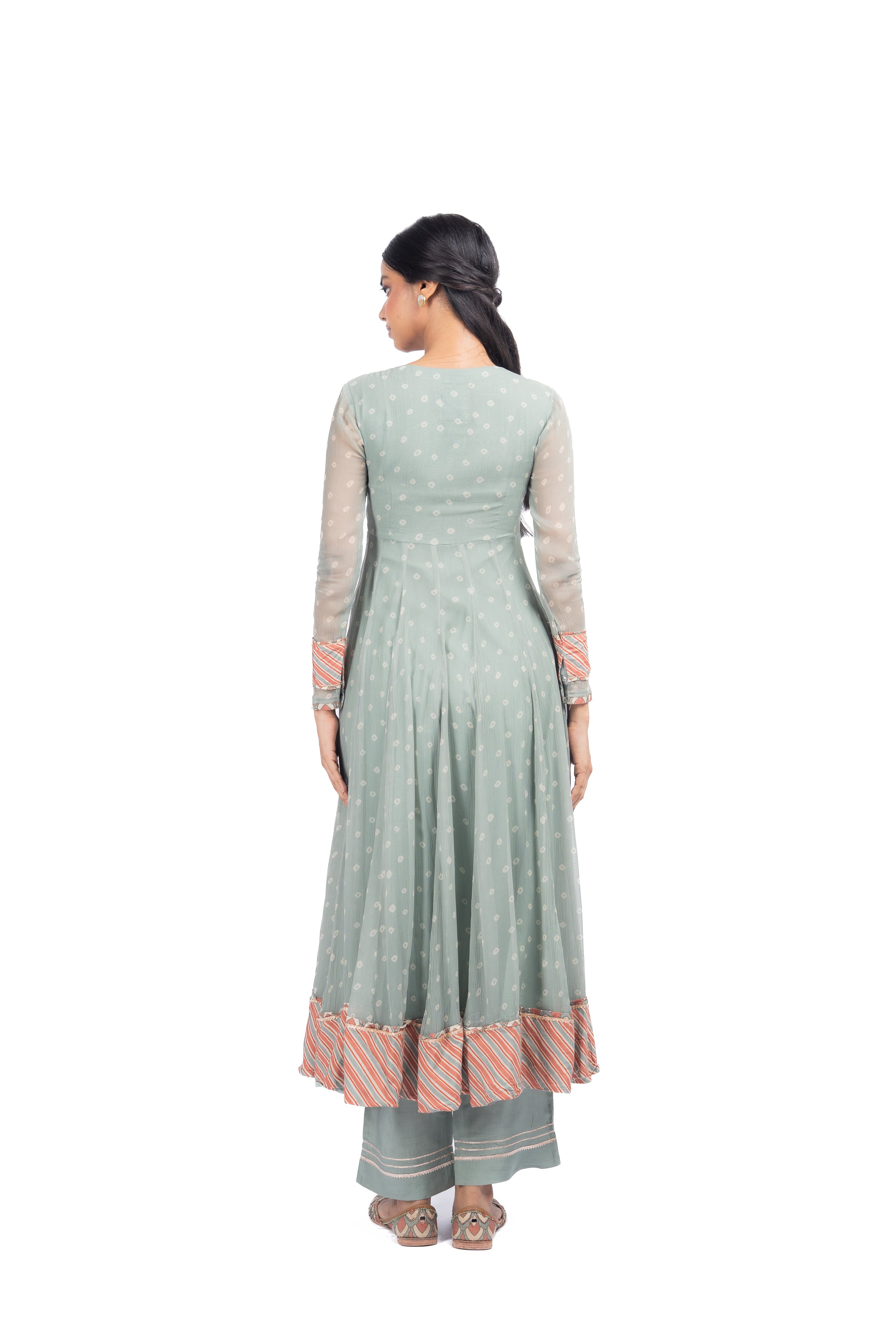 GREEN CHIFFON MOTI MAHAL ANARKALI SET