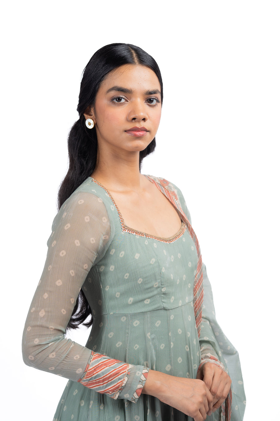 GREEN CHIFFON MOTI MAHAL ANARKALI SET