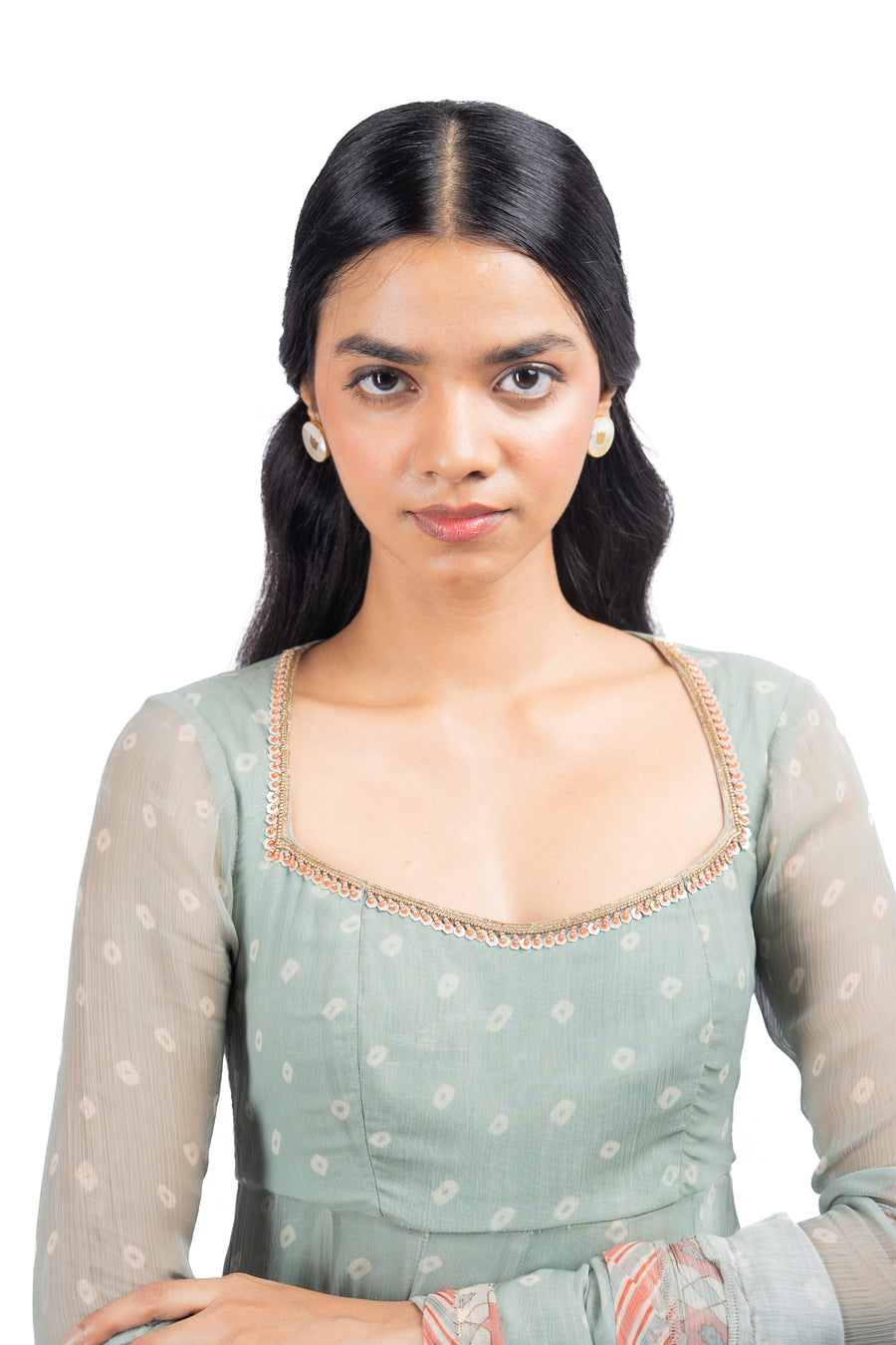 GREEN CHIFFON MOTI MAHAL ANARKALI SET