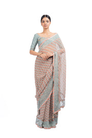 MULTICOLOR CHANDNI CHIFFON SAREE SET