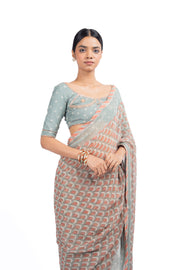MULTICOLOR CHANDNI CHIFFON SAREE SET