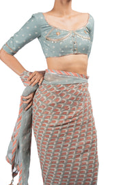 MULTICOLOR CHANDNI CHIFFON SAREE SET