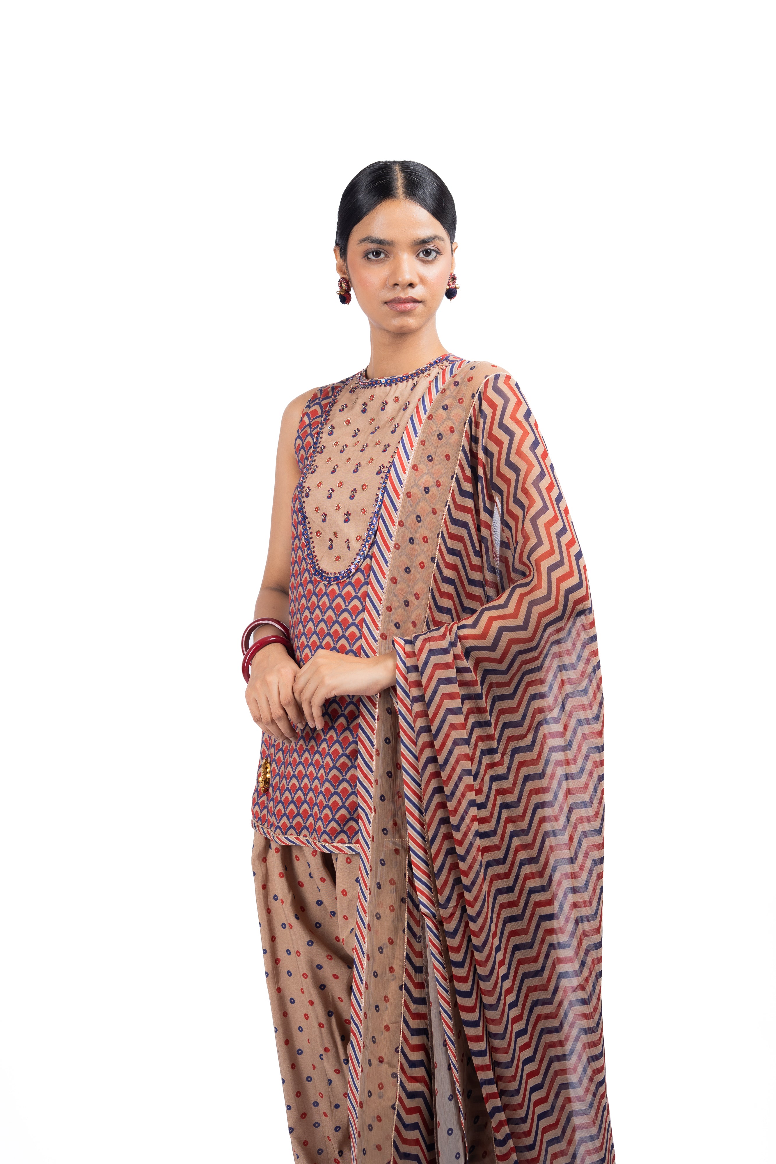JHANJHAR KURTA WITH FARSHI SALWAR SET OF 3