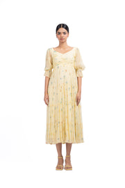YELLOW CHIFFON ANARKALI DRESS