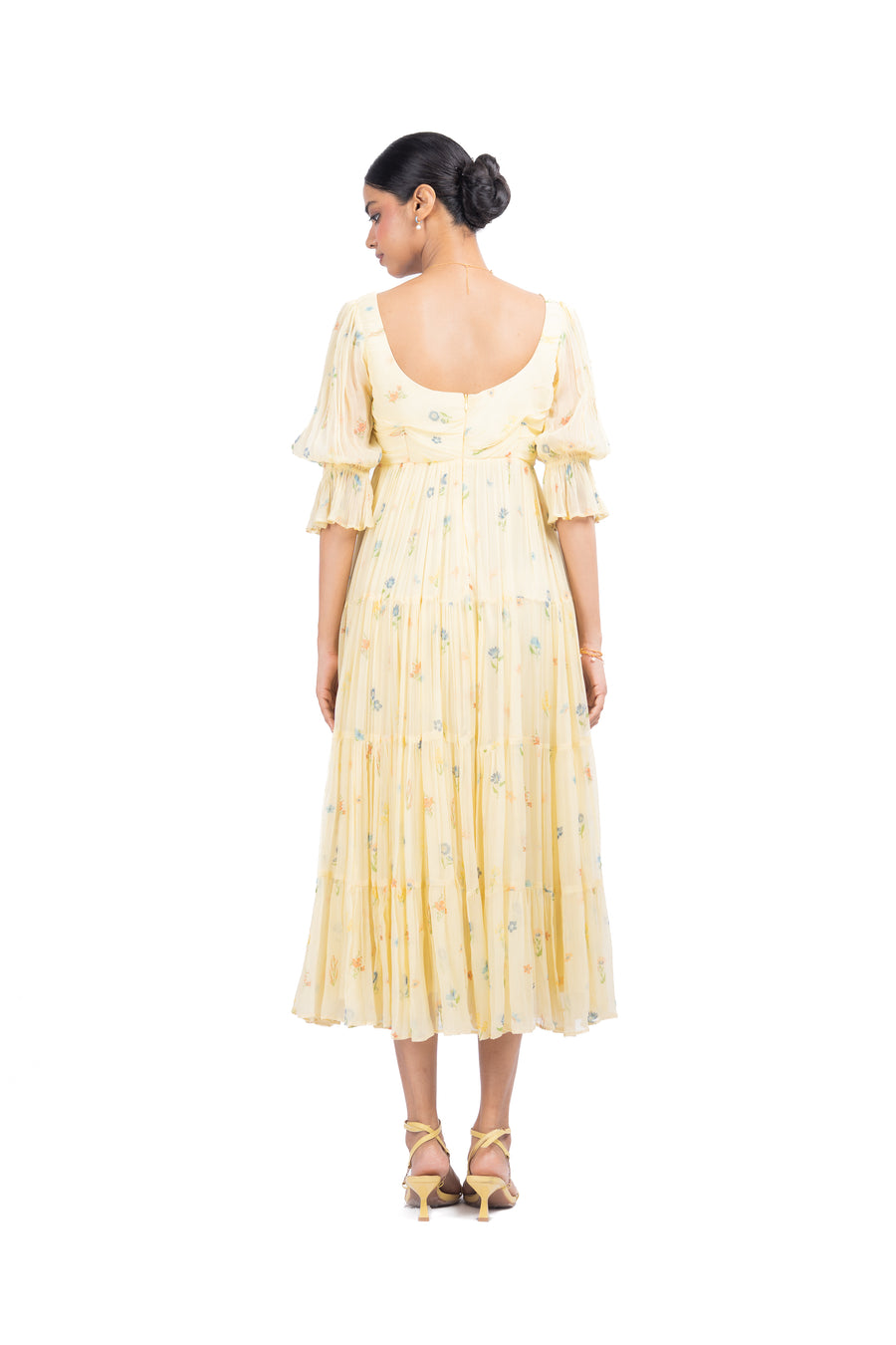 YELLOW CHIFFON ANARKALI DRESS